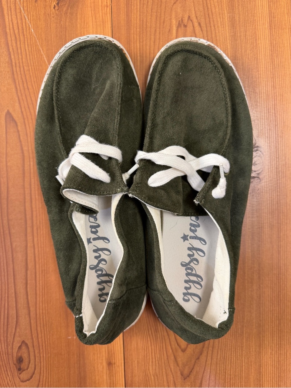 Gypsy Jazz Tintin Olive Green Slip On Loafers Suede Canvas Sneakers Women Size 9